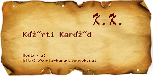 Kürti Karád névjegykártya